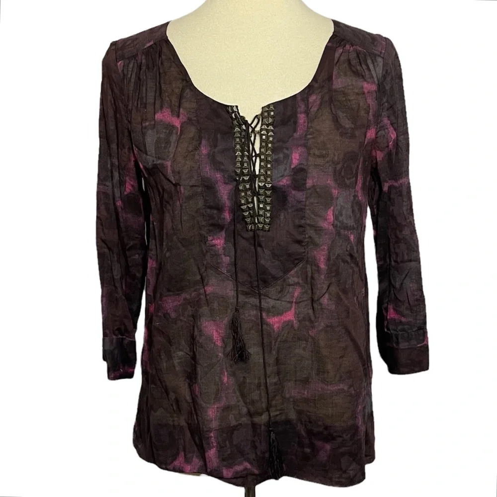 J. Crew Semi Sheer Tie Front Blouse